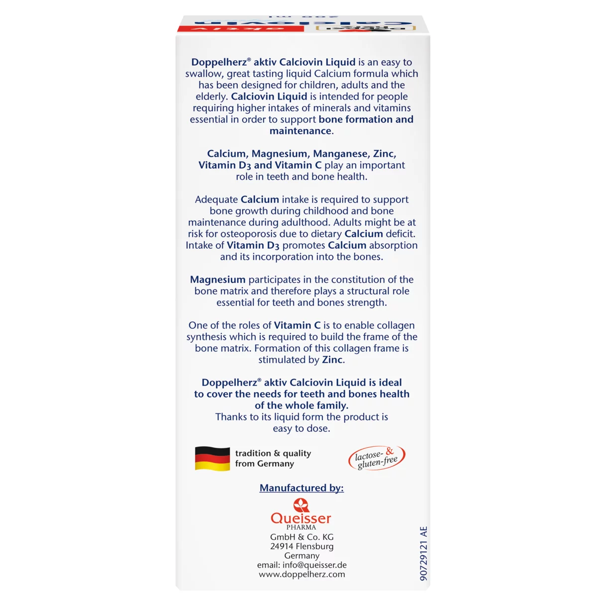 Illustration of the product packaging Doppelherz aktiv Calciovin rear view